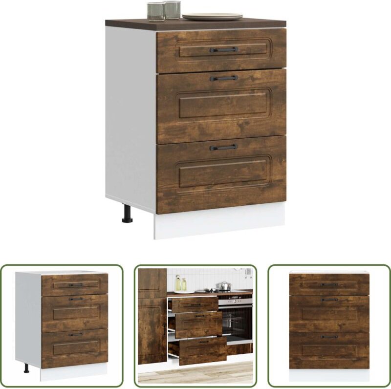vidaXL Räuchereiche - Küchenunterschrank Kalmar Räuchereiche Holzwerkstoff