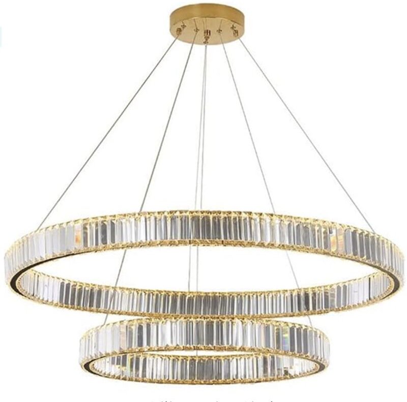 Bohemia 80 Double – zweireihiger Kristallkronleuchter mit LED-Ring 80+40 Gold