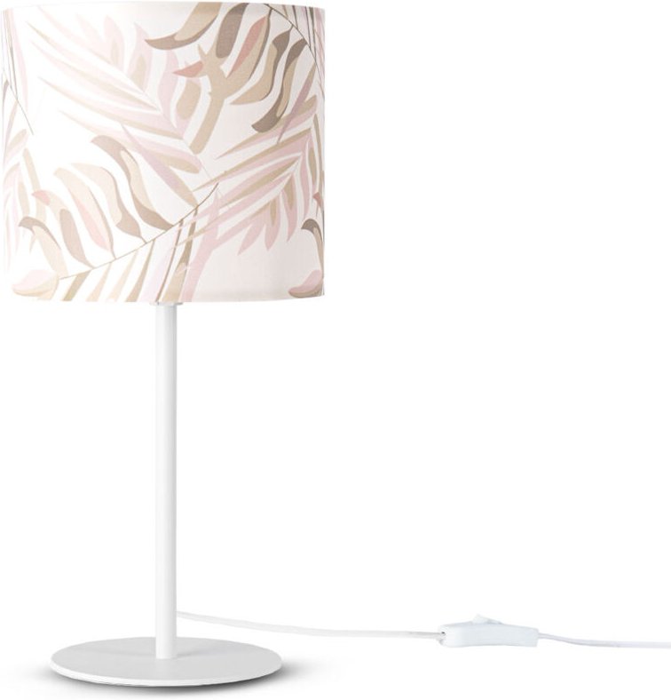 Tischlampe Schreibtischlampe Wandlampe Stoff Nachttisch E14 Blumen Jungle Deko Tischleuchte - Weiß, Design 2 (Ø18 cm) - ...