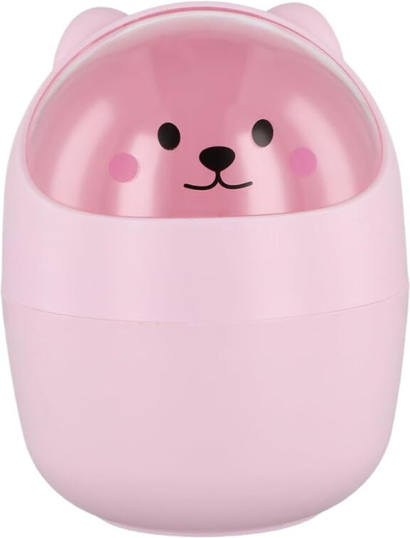 CCYKXA Tischmülleimer, kleiner Schreibtischmülleimer mit Deckel, niedlicher Mini-Stifthalter zum Abnehmen, schöner Abfal...