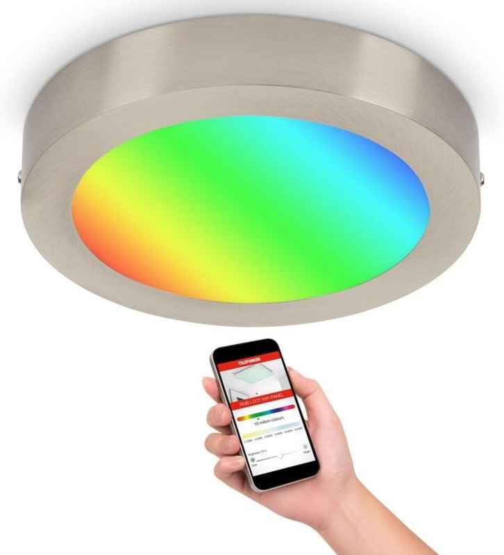 Telefunken - led Aufbauleuchte Smart WiFi dimmbar cct Bluetooth 18W silber Metall