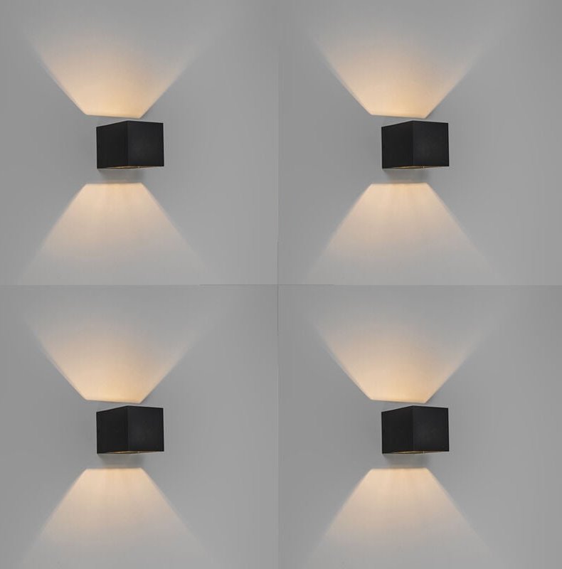 Set mit 4 modernen Wandleuchten schwarz - Transfer