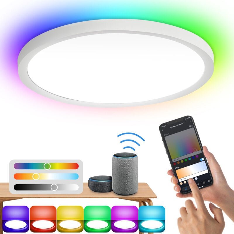 Thumbnail - 24W Smart led Deckenleuchte mit RGB-Bluetooth, dimmbar - Flurlampe, Keller, Deckenlampe - Swanew