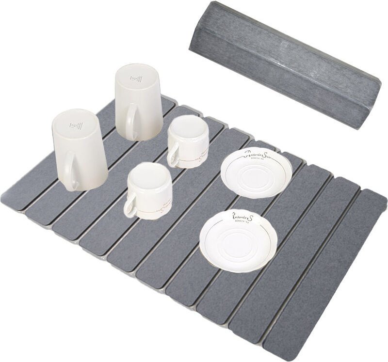 Faltbare Kieselgur-Abtropfmatte, wasserabsorbierend, rutschfest, schnelltrocknend, super saugfähig, hitzebeständig für K...
