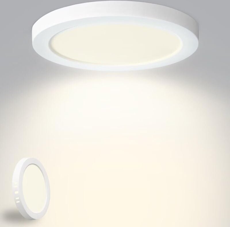 LED-Deckenleuchte 18 W 1800 lm, IP44, schlank, neutralweiß 4500 K, rund und flach, Ø 220 mm, Treiber inklusive. Für Schl...