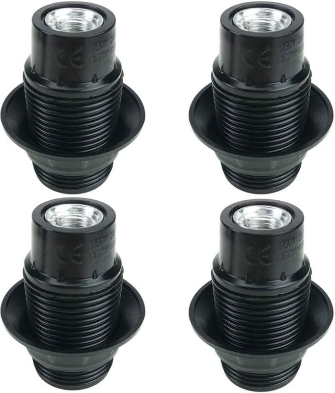 Aougo - Schwarze E14-Schraube, E14-Lampenfassung, 4 Stück E14-Fassung, E14-Sockelbirne, massive Lampenfassung, schwarzer...