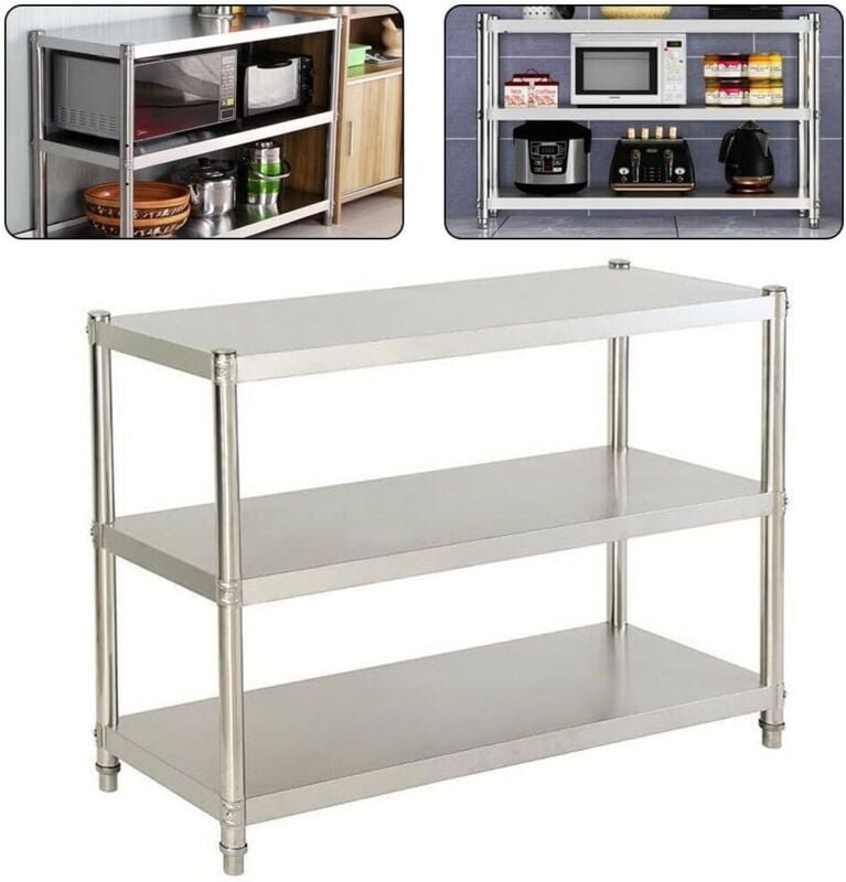Edelstahl Küchentisch, 80 x 80 x 40 cm Arbeitstisch Küchentisch Zerlegetisch 3 Böden Edelstahltisch Gastronomie Regal, 5...