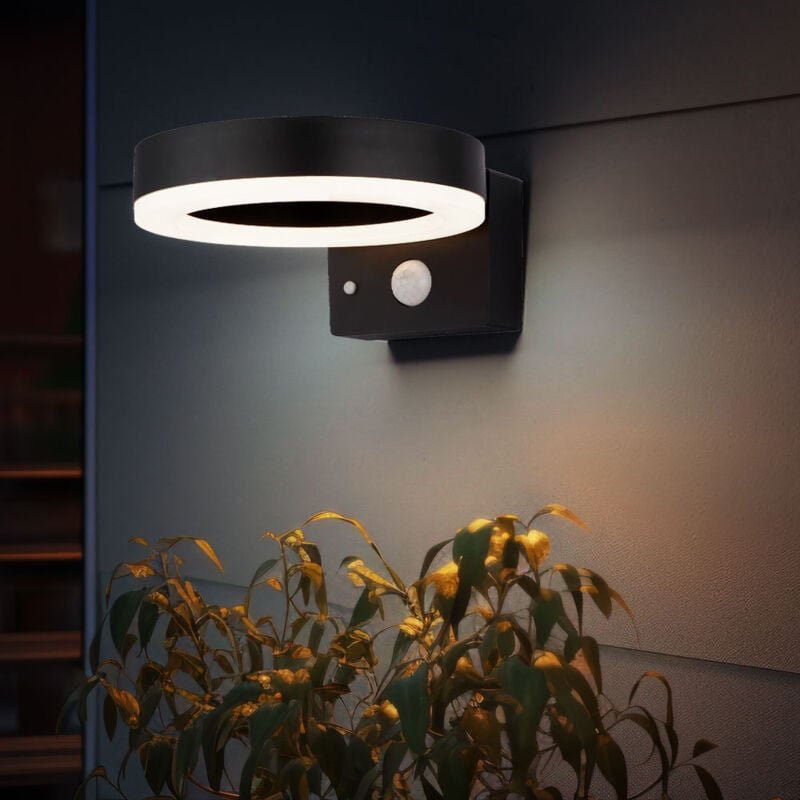 Globo Lighting - Solarlampe Wandleuchte Außenwandlampe Bewegungsmelder Haustürlampe schwarz led