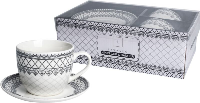 x Kaffeetasse und Untertasse 250 ml Livello Porzellan Kaffeeservice