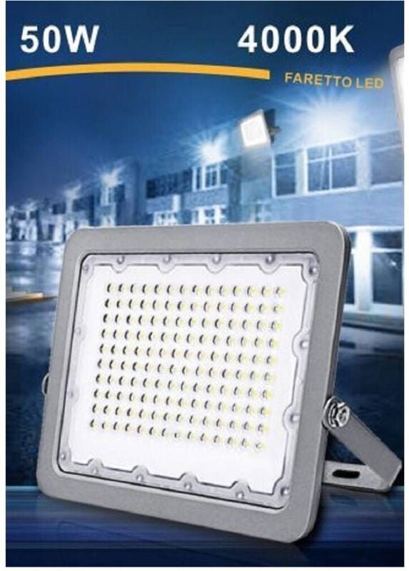 Trade Shop - LED-Lichtprojektor 50 w für den Außenbereich, grau, IP65, 6500 k, 4000 k, 3000 k, FS50W -