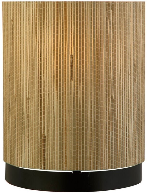 Searchlight Meadow 1-flammige Wandlampe, Schirm aus natürlichem Gras und schwarzem Metall