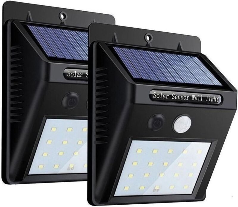 2er-Pack LED-Solar-Gartenleuchten, kabellos, 20 LEDs, wasserdicht, Bewegungsmelderleuchten für den Außenbereich mit drei...