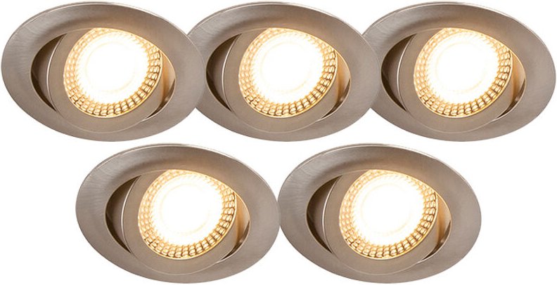 5er Set moderne Einbaustrahler Stahl inkl. led 3-stufig dimmbar - Mio