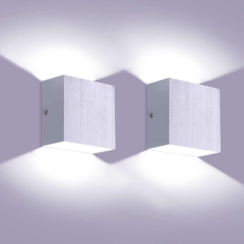 2 Stücke Wandlampe 6W Weißlicht Up Down LED Wandleuchte Modern Aluminium Flurlampen Wandbeleuchtung für Wohnzimmer Balko...
