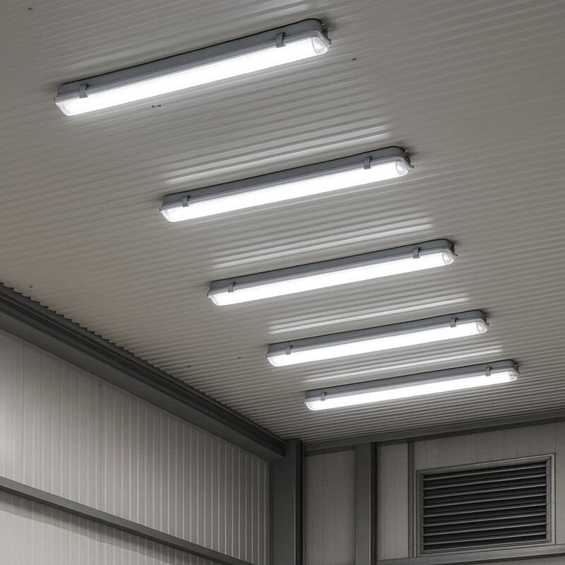5x led Wannenleuchte 36 Watt Deckenlampe Nass- und Feuchtraum IP65 6400K kaltweiß 3400lm für Werkstatt, Garage, Keller u...