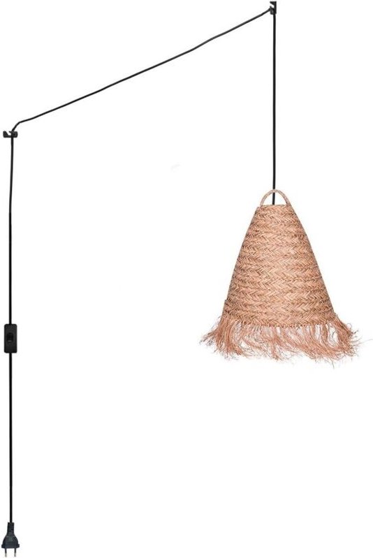 Barcelona Led - Pendelleuchte aus Seegras "Nam" mit Schalter und Stecker