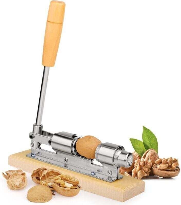 Nussknacker - Edelstahl-Nussknacker mit Holzgriff - Geeignet für Walnüsse, Kastanien, Mandeln Warten