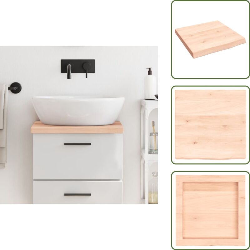 The Living Store Waschtischplatte 40x40x(2-4) cm Massivholz Unbehandelt - Eichenholz Waschtischplatte