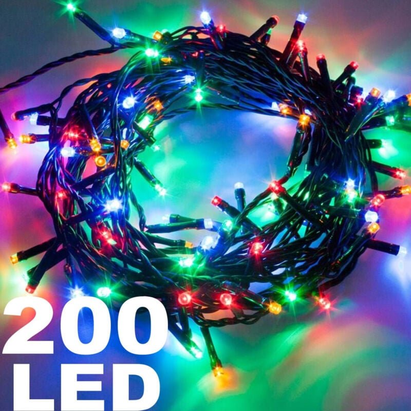 Trade Shop Traesio - Trade Shop - lichterkette 200 led-leuchten multicolor rgb glühwürmchen mit 8-FUNKTIONS-CONTROLLER -
