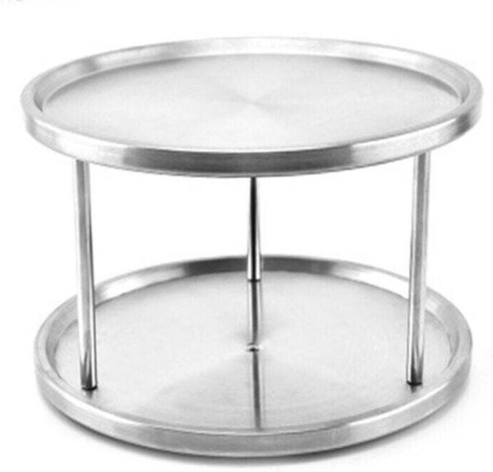 Plateau tournant double couche en acier inoxydable, égouttoir à assiettes double couche, porte-bouteilles de condiments ...