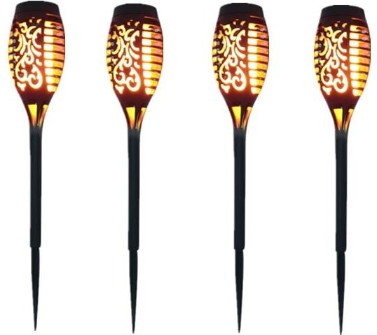 Solarlampen 12 led 54cm Flackerlicht Outdoor Gartendeko - 4er Pack
