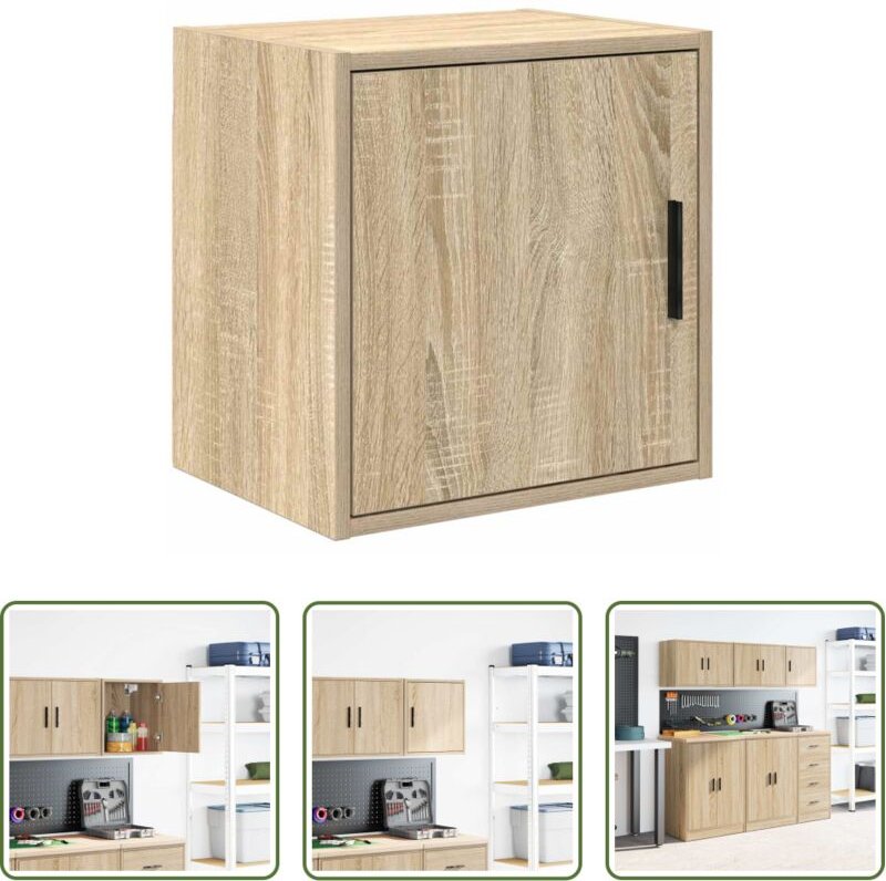 vidaXL Stauraum - Garagen-Wandschrank Sonoma-Eiche Holzwerkstoff