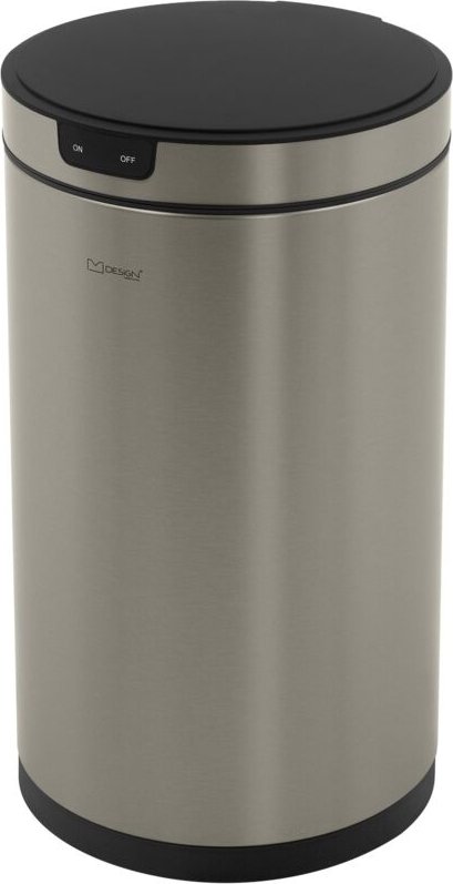 ML-Design Mülleimer mit Sensor 30L rund aus Edelstahl, Silber, Automatisches Öffnen & Schließen, Abfalleimer berührungsl...