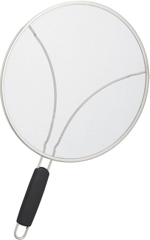Thumbnail - Relaxdays - Spritzschutz für Pfannen, Fettsieb Edelstahl, Durchmesser 29 cm, Fettspritzschutz mit Kunststoffgriff, silbe...