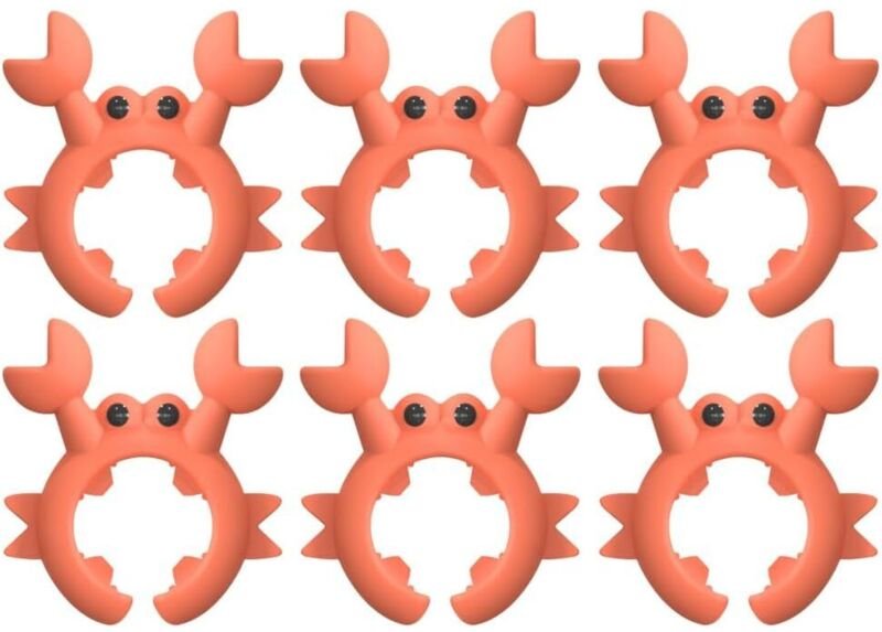 CCYKXA 6-teiliger Krabbenwenderhalter, hitze- und wasserabweisender Silikon-Wenderhalter für die meisten Topfgriffe, Gab...