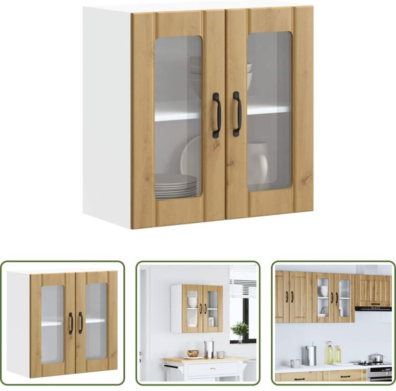 vidaXL Holzwerkstoff - Küchen-Hängeschrank mit Glastür Lucca Artisan-Eiche Holzwerkstoff