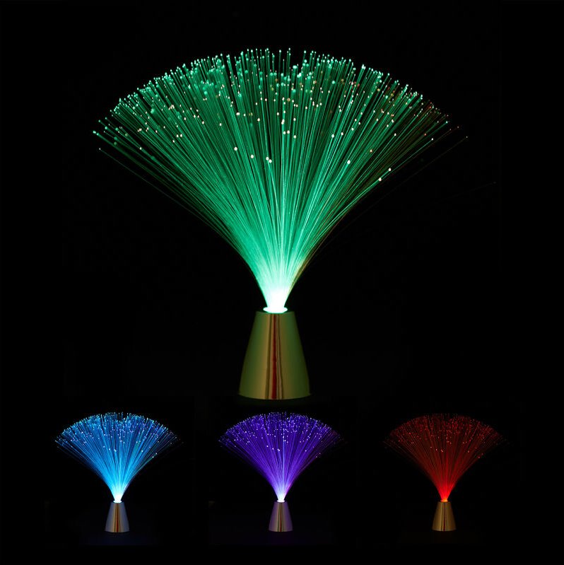 Thumbnail - Relaxdays - Glasfaserlampe, fließender Farbwechsel, led Retrolampe, Stimmungslicht, Effektleuchte Fiberglas, 33 cm, bunt