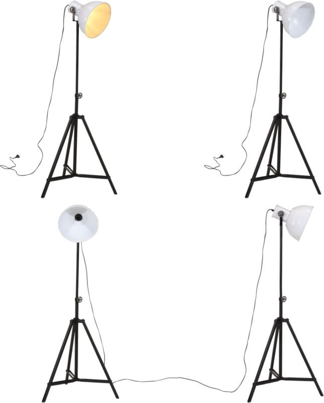 Stehleuchte 25 w Weiß 61x61x90/150 cm E27 - Industrielampen - Stehlampe - Wohnraumleuchte - Büroleuchte - Metalllampe - ...