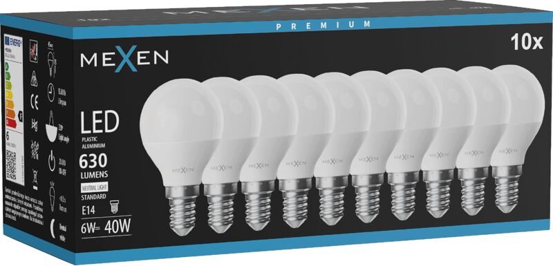 Mexen Nova 10x LED Glühbirne E14, G45, 6W, Neutral - 4000K, 630 lm - L101-E14-0640-01x10