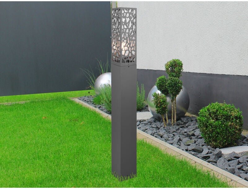 LED Wegeleuchte eckig Edelstahl in Anthrazit, Höhe 100cm, IP44