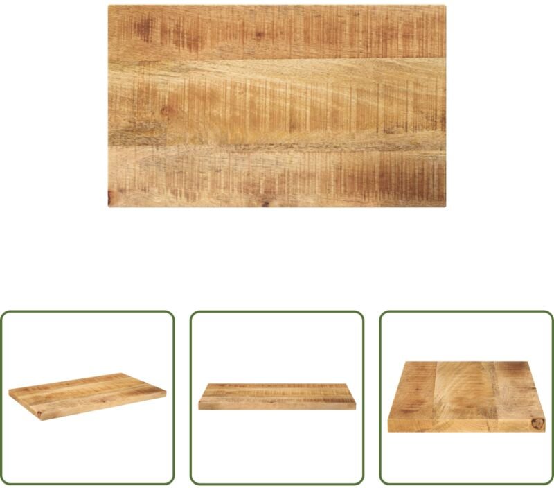 Mangoholz - Tischplatte 50x30x2,5 cm Rechteckig Raues Massivholz Mango