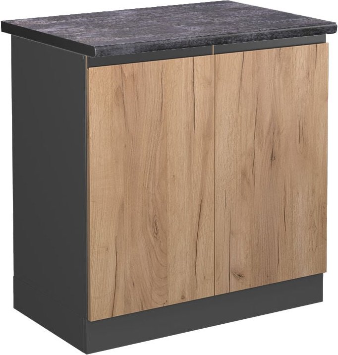 Vicco - Spülenunterschrank R-Line, Goldkraft Eiche, 80 cm , ap Anthrazit