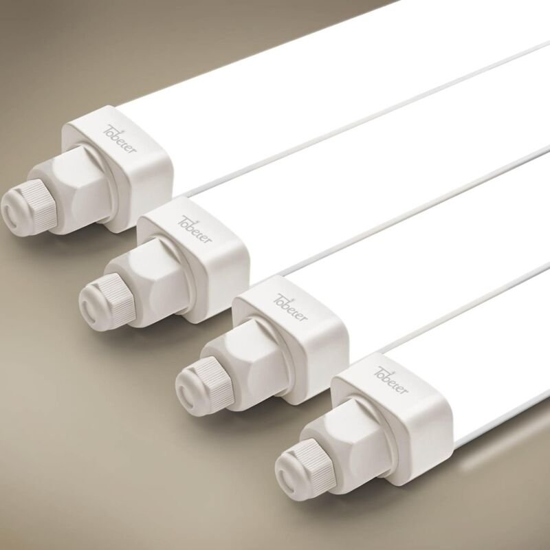 4 Stück Tobeter led Feuchtraumleuchte 115cm, 36W 3600LM led Röhre Feuchtraumlampe im Reihenschaltung, IP65 Wasserfest We...