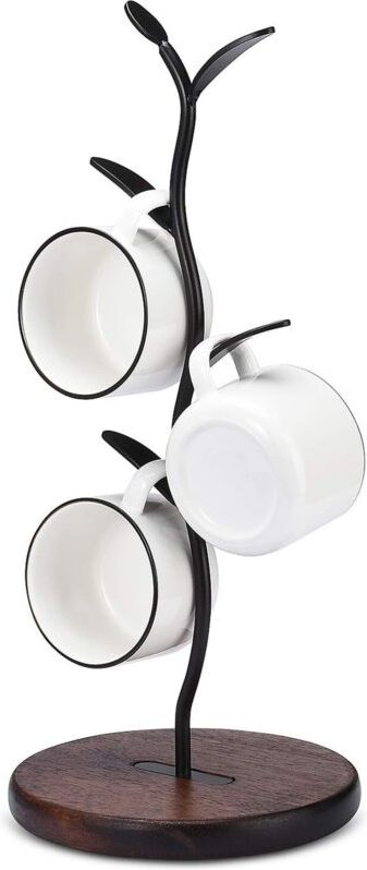 Becherhalter, Aufbewahrungsgestell für Kaffee- und Teetassen, Barzubehör und Küchenorganizer, schwarz (eine Reihe)