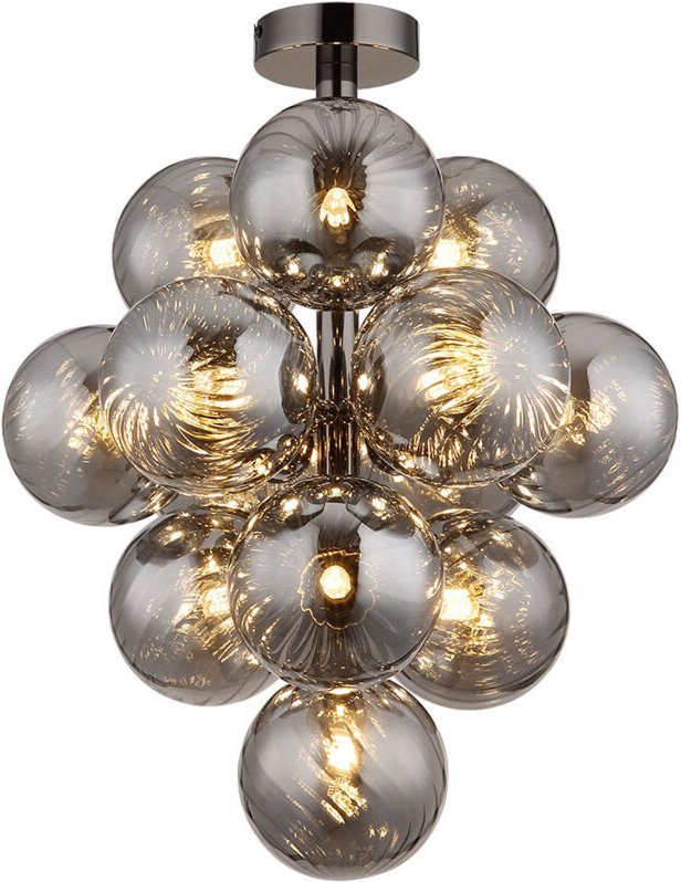 Globo - Deckenleuchte Wohnzimmerlampe Deckenlampe Glaskugeln Rauchfarbe 9-Flammig 39,5cm
