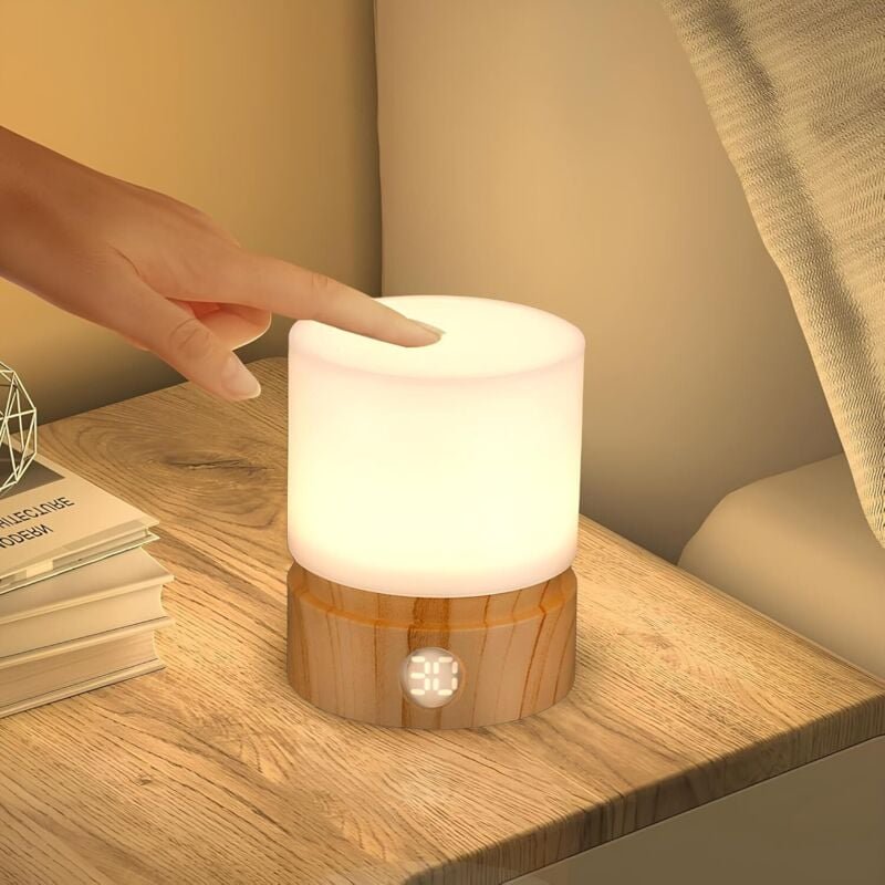 Berührungsempfindliche Nachttischlampe mit Timer, Baby-Nachtlicht, USB-aufladbares Kinder-Nachtlicht mit Timerfunktion u...