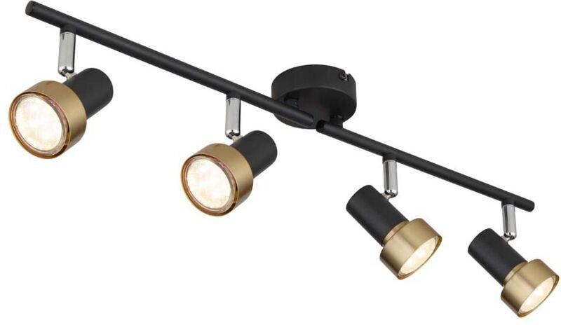 Deckenstrahler Deckenleuchte Spotlampe verstellbar 4 flammig schwarz gold l 60cm