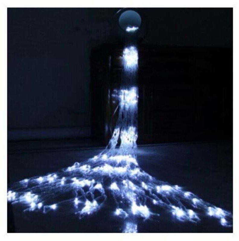 Set mit 2 LED-Wasserfall-Lichterketten, Schneeeffekt, hängender Feenvorhang, funkelndes Wasserflusslicht für dekorative ...