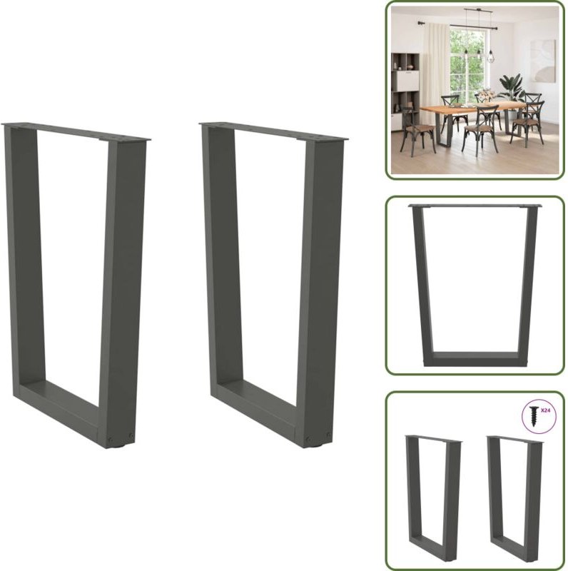The Living Store - vidaXL Esstisch Beine V-Form 2 Stück Anthrazit 60x(72-73,3) cm Stahl