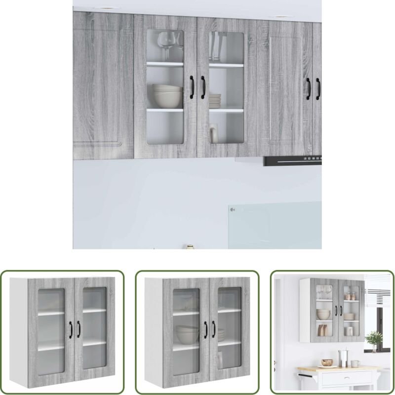 vidaXL Küchenmöbel - Küchenschrank mit Speicher Kalmar Graues Sonoma 80 x 31 x 80 cm