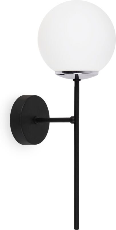 Siena Wandleuchte Schwarz Chrom 1 Flache Weisse Lampe E14