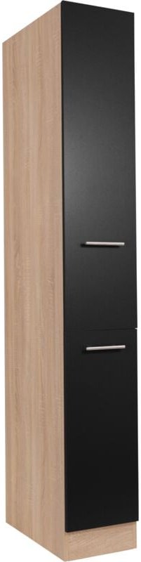 Apothekerschrank mit 2 Auszügen 30 cm Eiche Sägerau Schwarz Merle Respekta