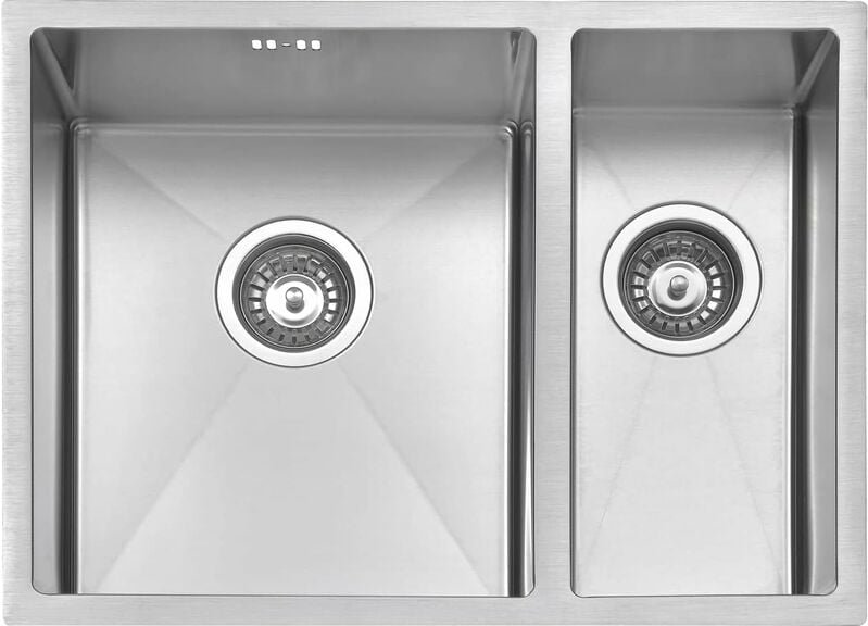 Küchenspüle 1,5 Becken Unterbau-Küchenspüle, 590 x 440 mm Unterbauspüle aus Edelstahl mit Abfallsieb - Jassferry