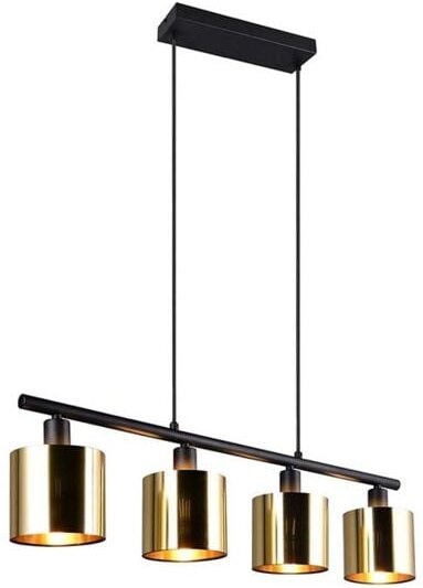 Hängeleuchte Esszimmerlampe Pendelleuchte schwarz gold 4-Flammig E14 L 75 cm