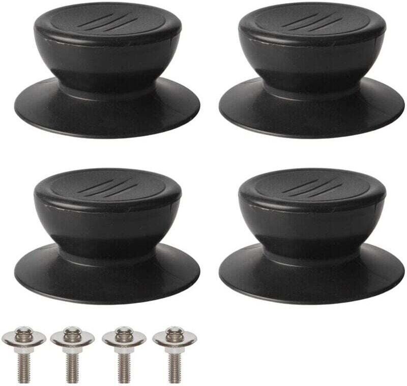 4-teiliges Deckelknauf-Set, universeller Ersatzknopf für Küchendeckel, Glasdeckel, Glasdeckelgriff – schwarz