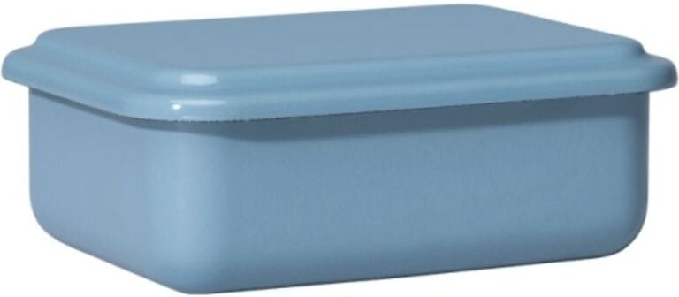 Riess Vorratsbehälter Emaille mit Deckel small niedrig 15x11x5cm Heidelbeerblau Emaille